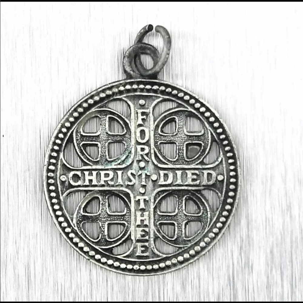 Rare Church War Cross Christ Died For Thee World War I II 1 2 Pendant Charm